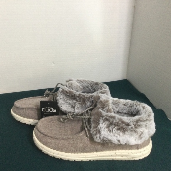 NIB HEY DUDE BRITT FOLD SHOES W/FAUX FUR LINING & COLLAR COLOR: CHOCOLATE US 9 - Picture 5 of 10